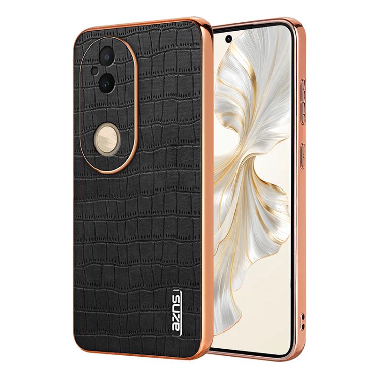 For vivo S20 AZNS Electroplated Frame Crocodile Texture Full Coverage Phone Case(Black)