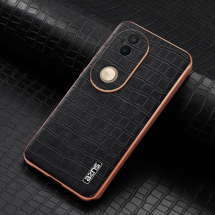 For vivo S20 AZNS Electroplated Frame Crocodile Texture Full Coverage Phone Case(Black)