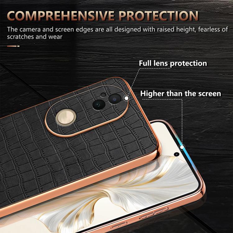 For vivo S20 AZNS Electroplated Frame Crocodile Texture Full Coverage Phone Case(Green)