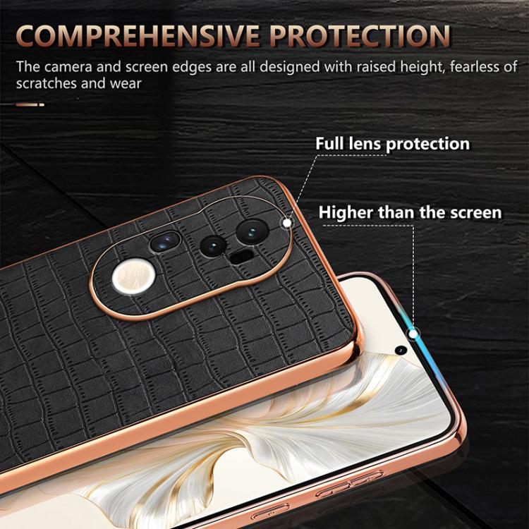 For vivo S20 Pro AZNS Electroplated Frame Crocodile Texture Full Coverage Phone Case(Black)