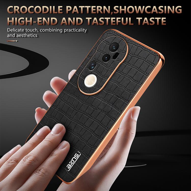 For vivo S20 Pro AZNS Electroplated Frame Crocodile Texture Full Coverage Phone Case(Green)