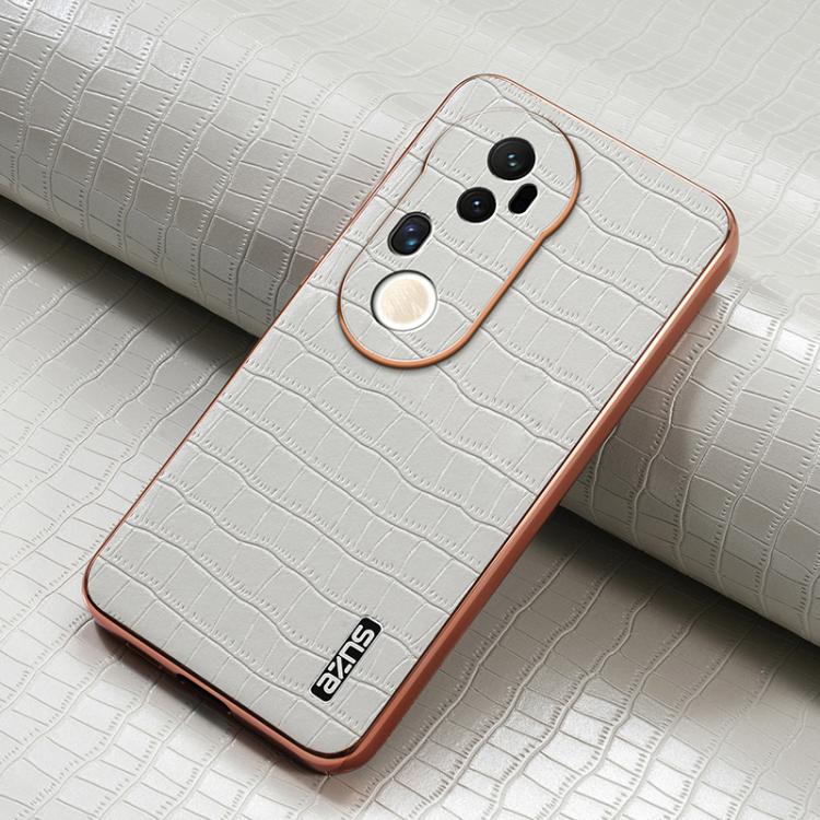 For vivo S20 Pro AZNS Electroplated Frame Crocodile Texture Full Coverage Phone Case(White)