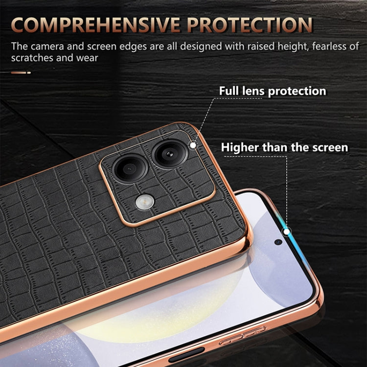 For Redmi Note 13 5G AZNS Electroplated Frame Crocodile Texture Full Coverage Phone Case(Blue)