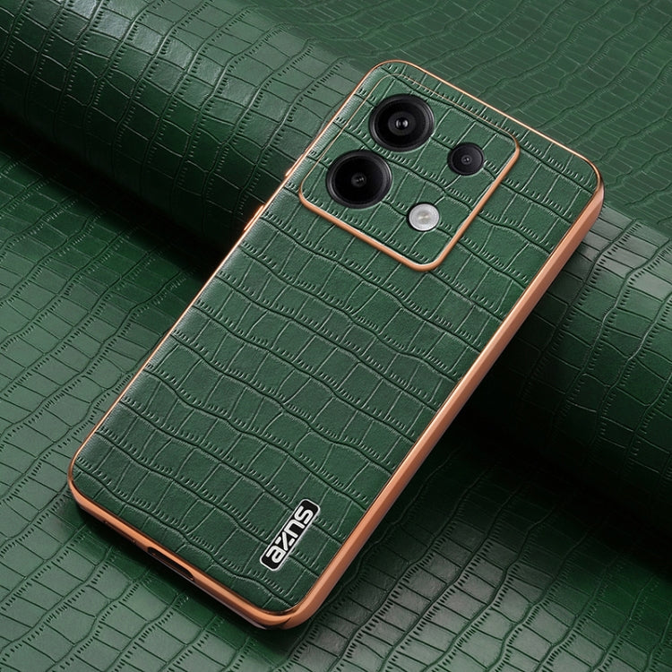 For Redmi Note 13 Pro 5G AZNS Electroplated Frame Crocodile Texture Full Coverage Phone Case(Green)