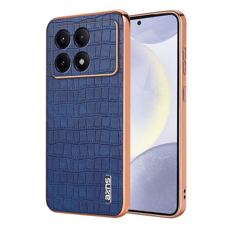 For Redmi K70 / K70 Pro AZNS Electroplated Frame Crocodile Texture Full Coverage Phone Case(Blue)