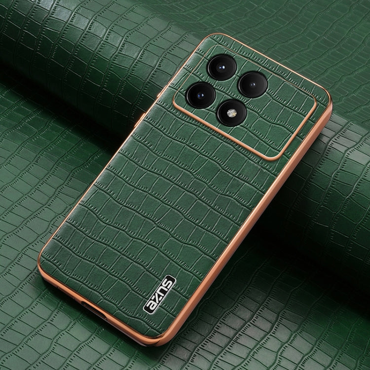 For Redmi K70E AZNS Electroplated Frame Crocodile Texture Full Coverage Phone Case(Green)
