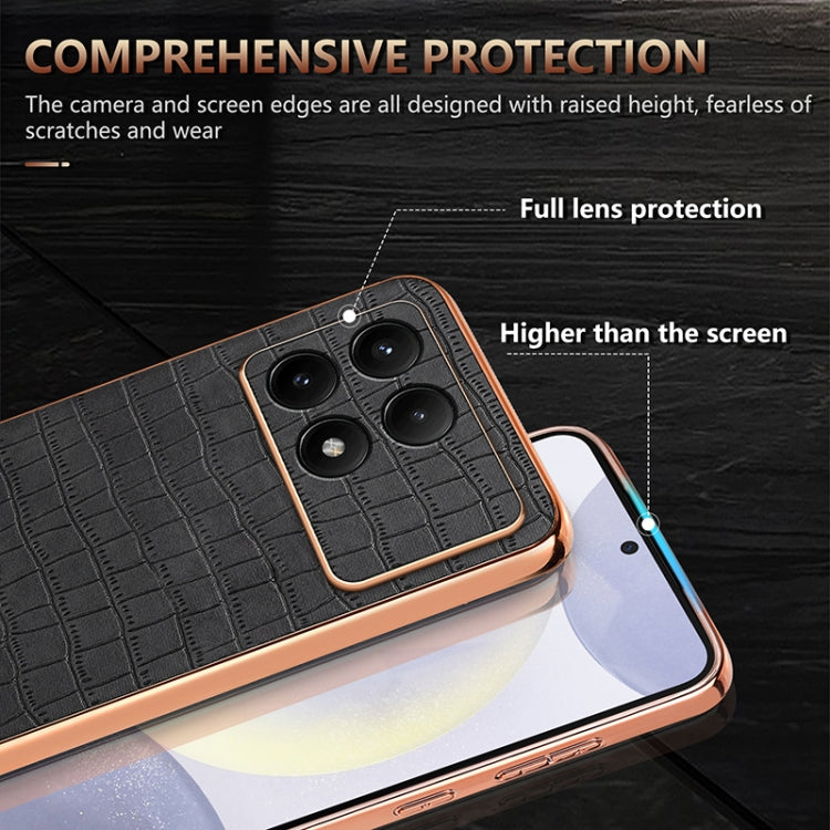 For Redmi K70E AZNS Electroplated Frame Crocodile Texture Full Coverage Phone Case(Green)