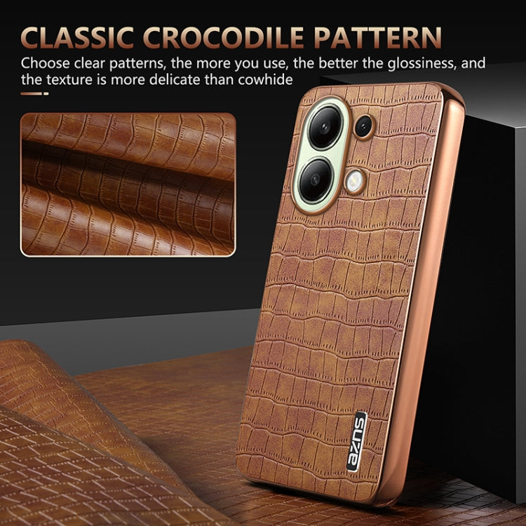 For Redmi Note 13 4G AZNS Electroplated Frame Crocodile Texture Full Coverage Phone Case(Blue)