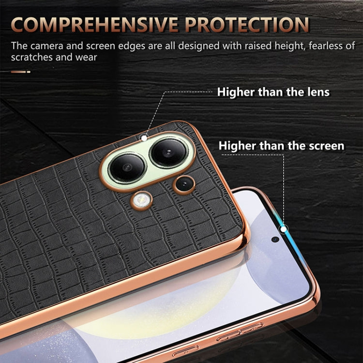 For Redmi Note 13 4G AZNS Electroplated Frame Crocodile Texture Full Coverage Phone Case(Blue)