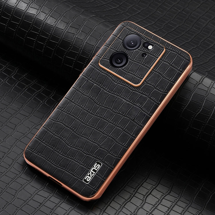 For Redmi K60 Ultra AZNS Electroplated Frame Crocodile Texture Full Coverage Phone Case(Black)