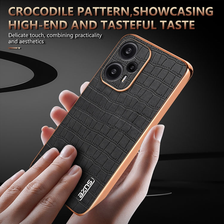 For Redmi Note 12 Turbo AZNS Electroplated Frame Crocodile Texture Full Coverage Phone Case(Blue)