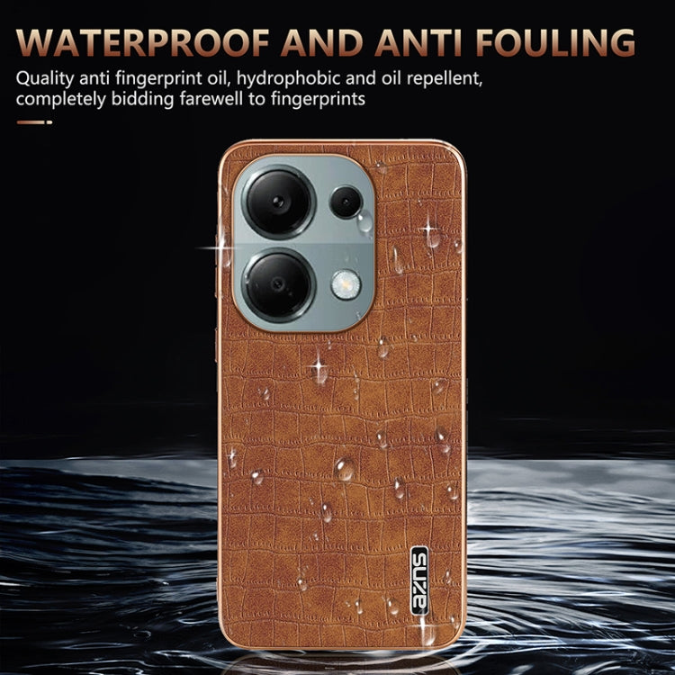 For Redmi Note 13 Pro 4G AZNS Electroplated Frame Crocodile Texture Full Coverage Phone Case(Black)