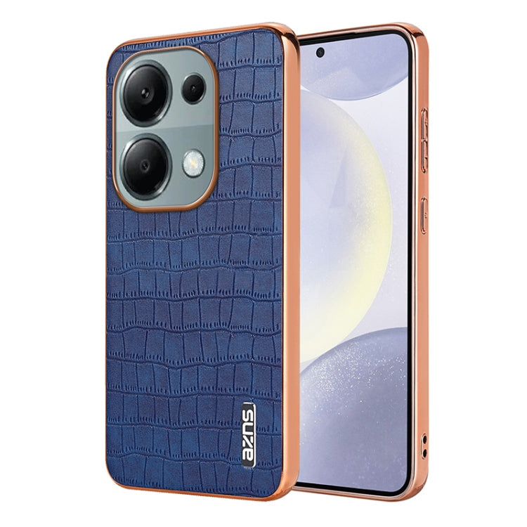 For Redmi Note 13 Pro 4G AZNS Electroplated Frame Crocodile Texture Full Coverage Phone Case(Blue)