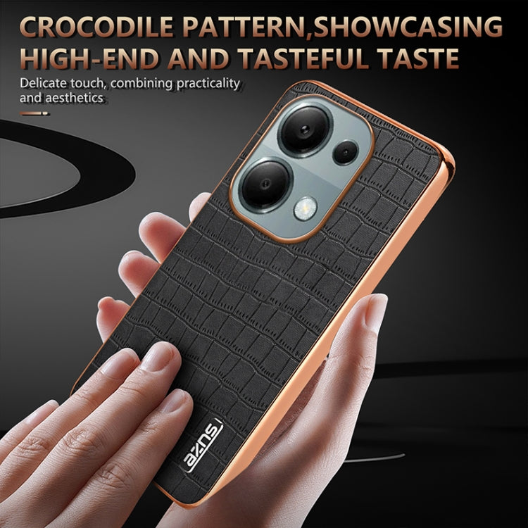 For Redmi Note 13 Pro 4G AZNS Electroplated Frame Crocodile Texture Full Coverage Phone Case(Blue)