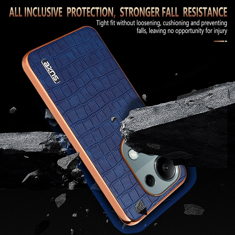 For Redmi Note 13 Pro 4G AZNS Electroplated Frame Crocodile Texture Full Coverage Phone Case(White)