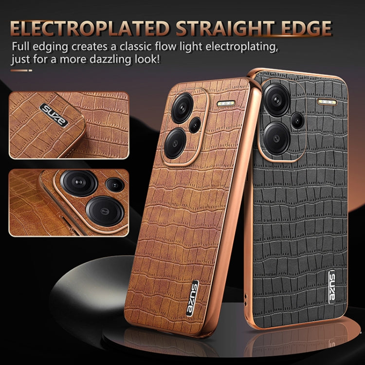For Redmi Note 13 Pro+ 5G AZNS Electroplated Frame Crocodile Texture Full Coverage Phone Case(White)