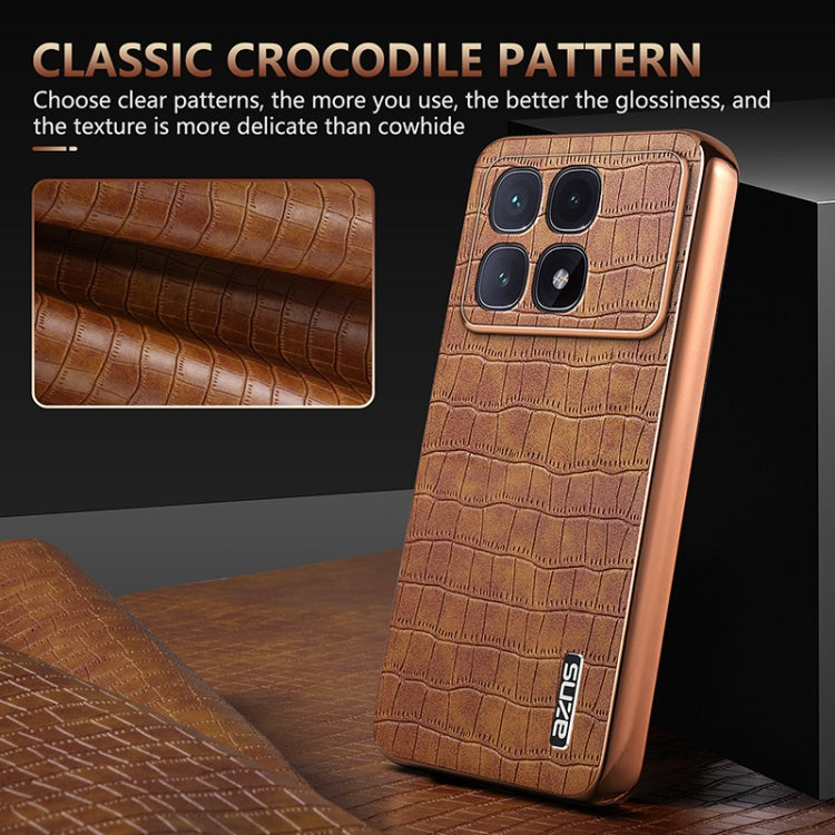 For Redmi K70 Ultra AZNS Electroplated Frame Crocodile Texture Full Coverage Phone Case(Blue)