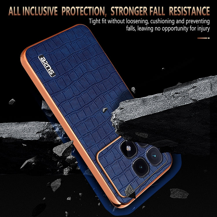 For Redmi K70 Ultra AZNS Electroplated Frame Crocodile Texture Full Coverage Phone Case(White)