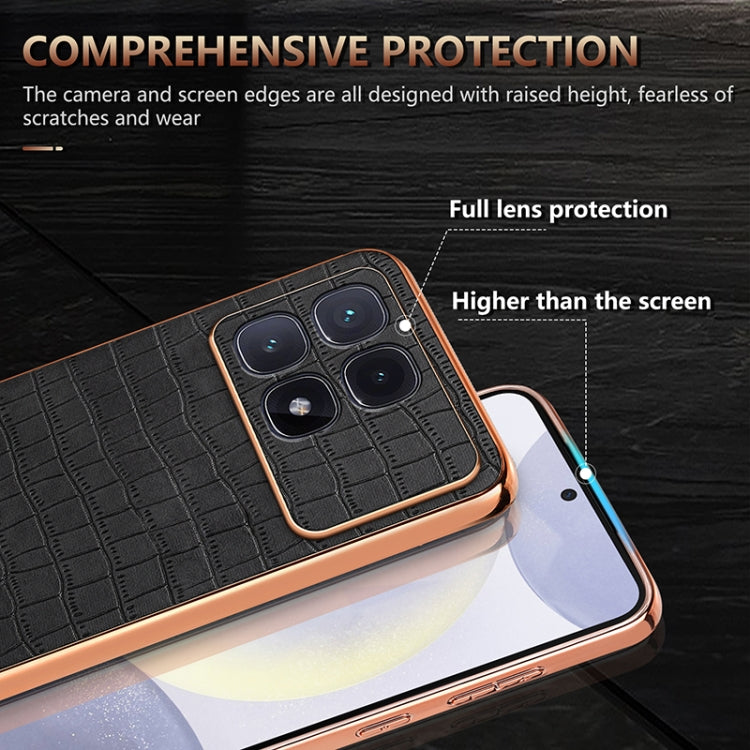 For Redmi K70 Ultra AZNS Electroplated Frame Crocodile Texture Full Coverage Phone Case(White)