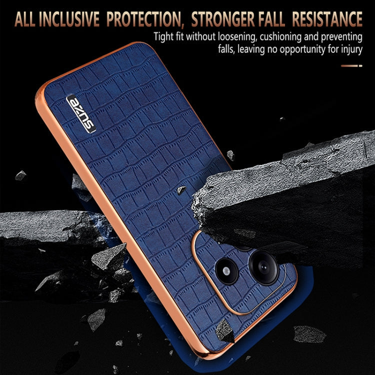 For Redmi Note 14 5G AZNS Electroplated Frame Crocodile Texture Full Coverage Phone Case(Green)