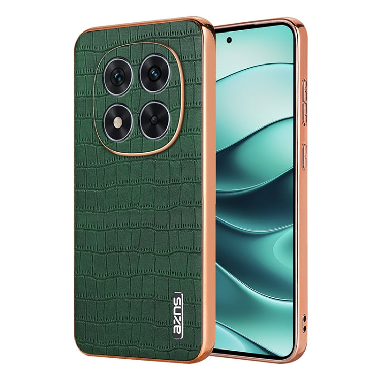 For Redmi Note 14 Pro 5G AZNS Electroplated Frame Crocodile Texture Full Coverage Phone Case(Green)