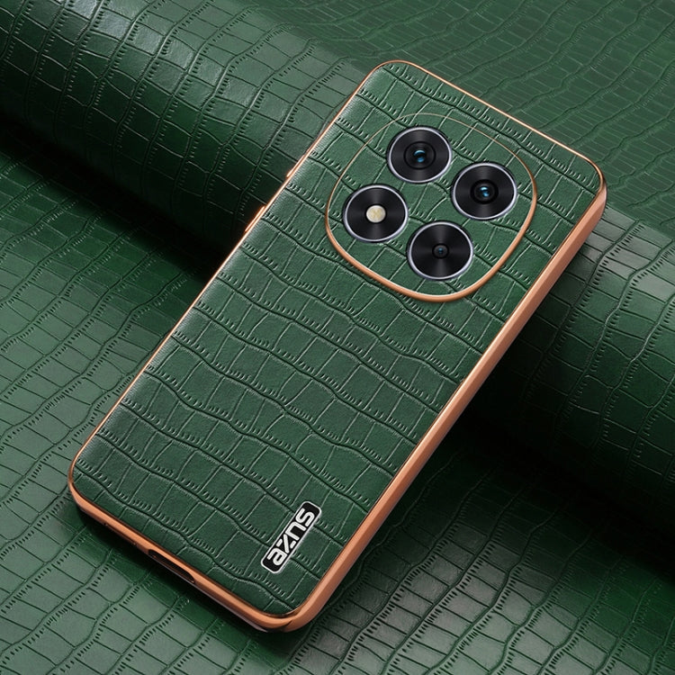 For Redmi Note 14 Pro 5G AZNS Electroplated Frame Crocodile Texture Full Coverage Phone Case(Green)