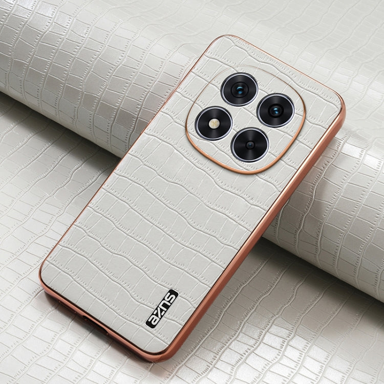For Redmi Note 14 Pro 5G AZNS Electroplated Frame Crocodile Texture Full Coverage Phone Case(White)