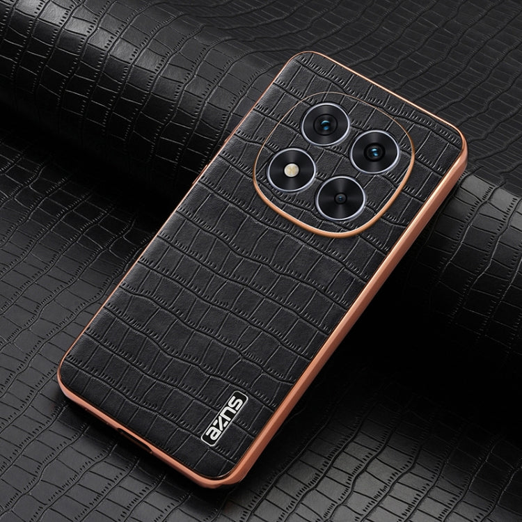 For Redmi Note 14 Pro+ 5G AZNS Electroplated Frame Crocodile Texture Full Coverage Phone Case(Black)