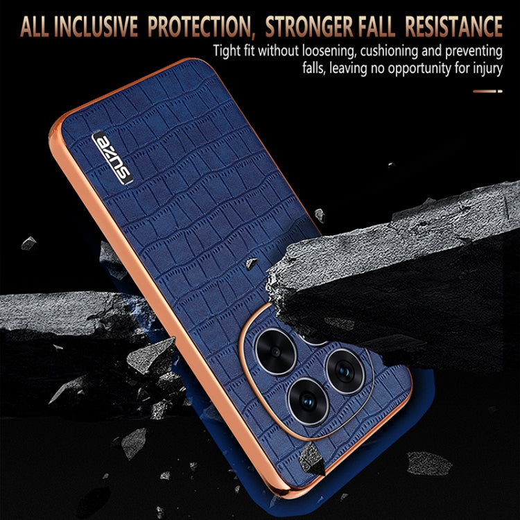 For Redmi Note 14 Pro+ 5G AZNS Electroplated Frame Crocodile Texture Full Coverage Phone Case(Black)
