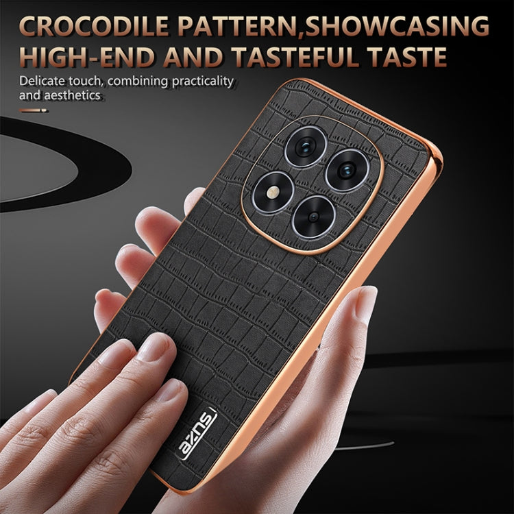 For Redmi Note 14 Pro+ 5G AZNS Electroplated Frame Crocodile Texture Full Coverage Phone Case(Black)