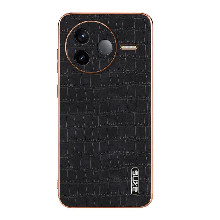 For Redmi K80 AZNS Electroplated Frame Crocodile Texture Full Coverage Phone Case(Black)