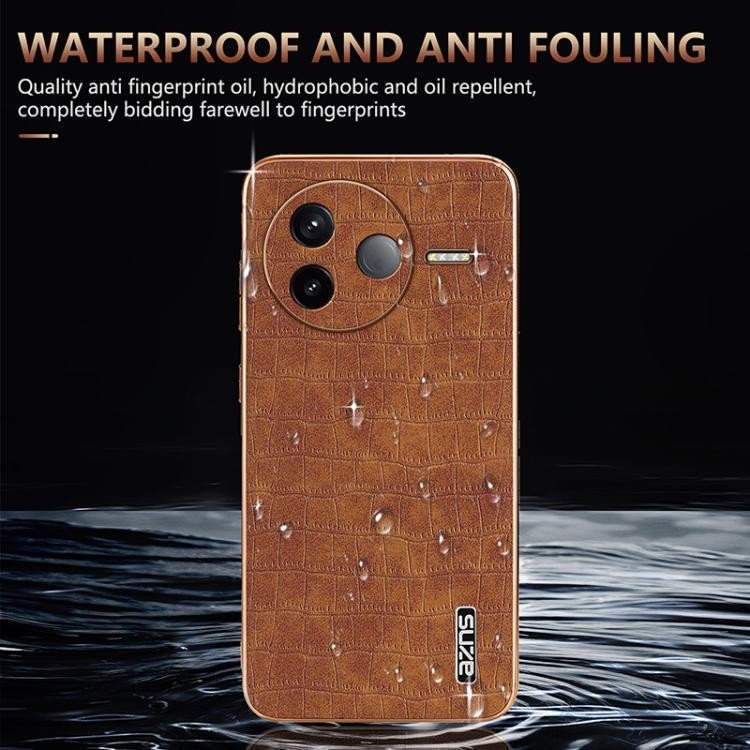 For Redmi K80 AZNS Electroplated Frame Crocodile Texture Full Coverage Phone Case(White)