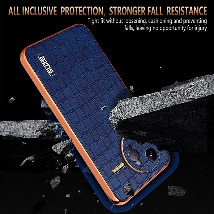 For Redmi K80 Pro AZNS Electroplated Frame Crocodile Texture Full Coverage Phone Case(Black)
