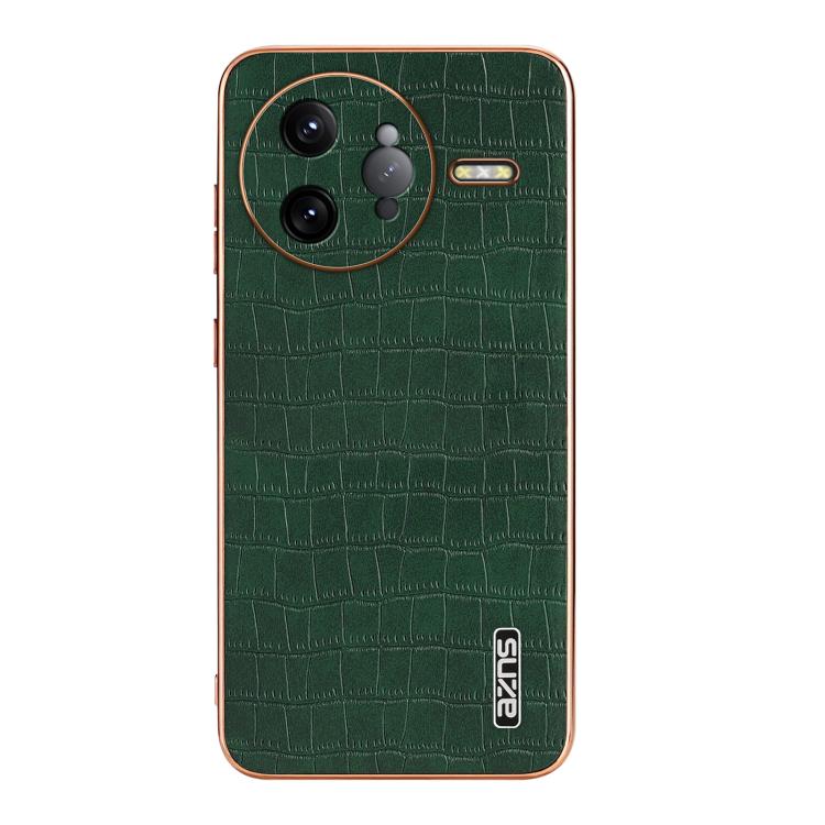 For Redmi K80 Pro AZNS Electroplated Frame Crocodile Texture Full Coverage Phone Case(Green)