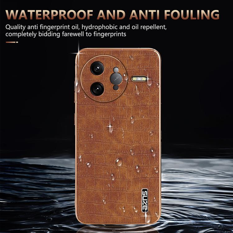 For Redmi K80 Pro AZNS Electroplated Frame Crocodile Texture Full Coverage Phone Case(Blue)
