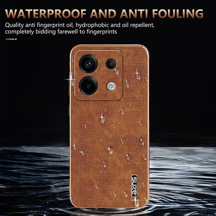 For Xiaomi Poco X6 AZNS Electroplated Frame Crocodile Texture Full Coverage Phone Case(Green)