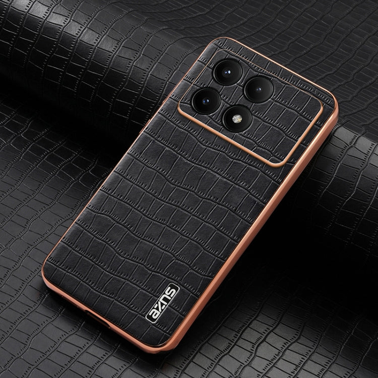 For Xiaomi Poco X6 Pro AZNS Electroplated Frame Crocodile Texture Full Coverage Phone Case(Black)