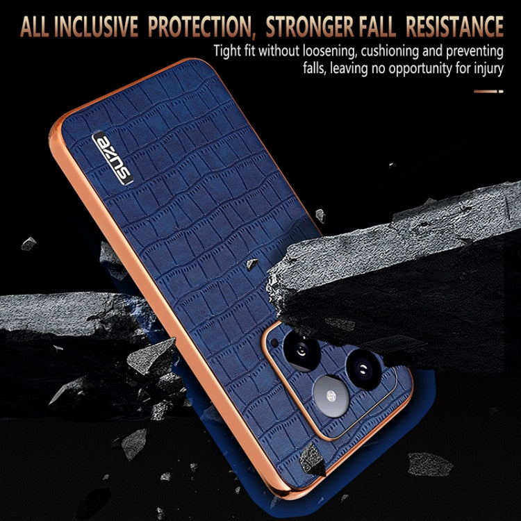 For Xiaomi 14 AZNS Electroplated Frame Crocodile Texture Full Coverage Phone Case(Black)