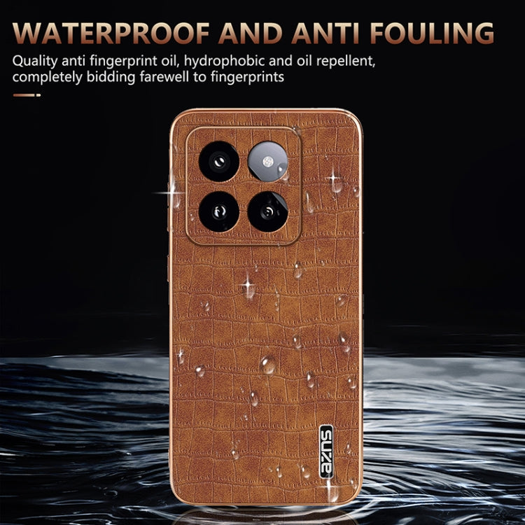 For Xiaomi 14 Pro AZNS Electroplated Frame Crocodile Texture Full Coverage Phone Case(White)