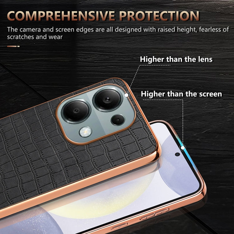 For Xiaomi Poco M6 Pro AZNS Electroplated Frame Crocodile Texture Full Coverage Phone Case(Blue)