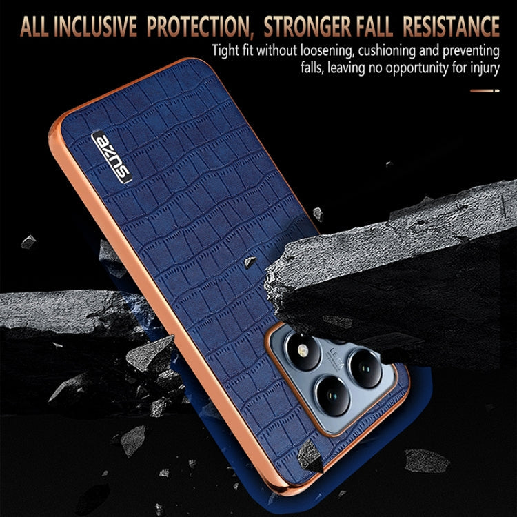 For Xiaomi 14T Pro AZNS Electroplated Frame Crocodile Texture Full Coverage Phone Case(White)