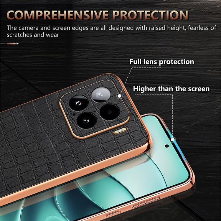 For Xiaomi 15 AZNS Electroplated Frame Crocodile Texture Full Coverage Phone Case(Black)