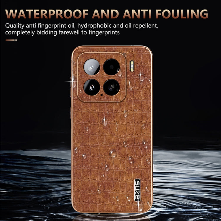 For Xiaomi 15 AZNS Electroplated Frame Crocodile Texture Full Coverage Phone Case(Green)