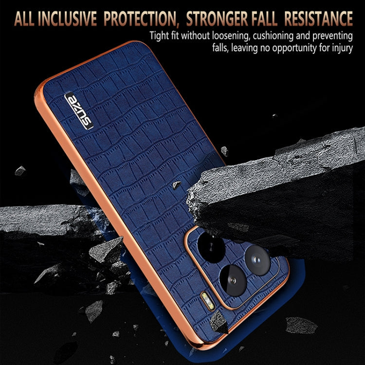 For Xiaomi 15 Pro AZNS Electroplated Frame Crocodile Texture Full Coverage Phone Case(Green)