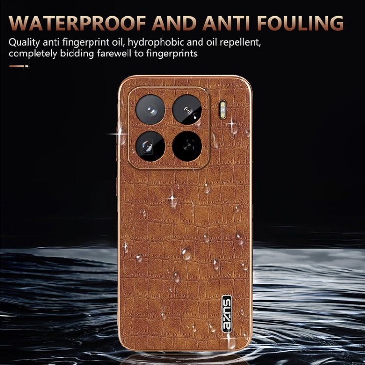 For Xiaomi 15 Pro AZNS Electroplated Frame Crocodile Texture Full Coverage Phone Case(White)