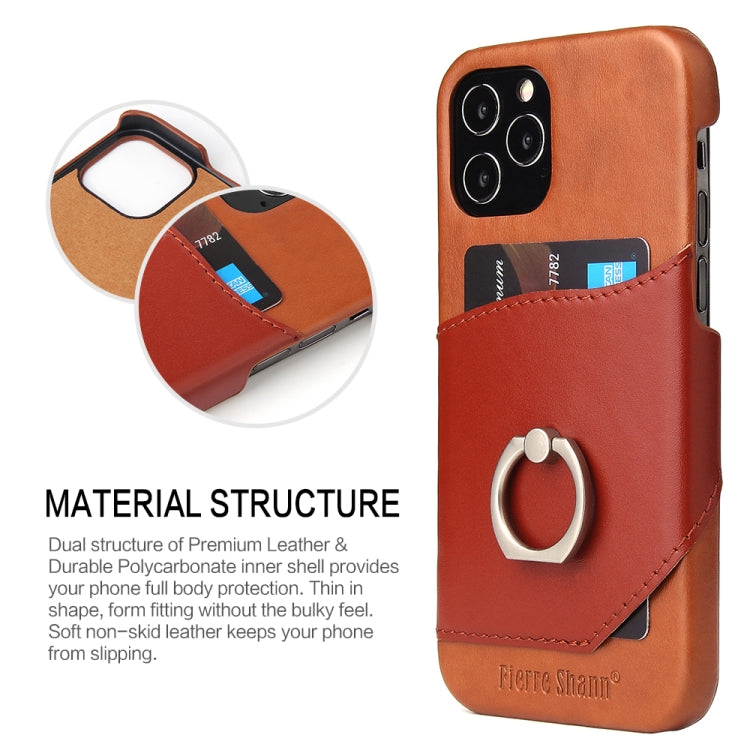 Fierre Shann Oil Wax Texture Genuine Leather Back Cover Case with 360 Degree Rotation Holder & Card Slot, For iPhone 12 Pro Max, For iPhone 12 / 12 Pro, For iPhone 12 mini