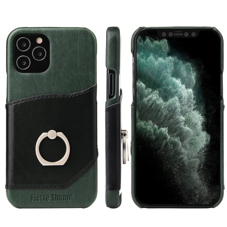 Fierre Shann Oil Wax Texture Genuine Leather Back Cover Case with 360 Degree Rotation Holder & Card Slot, For iPhone 12 Pro Max, For iPhone 12 / 12 Pro, For iPhone 12 mini