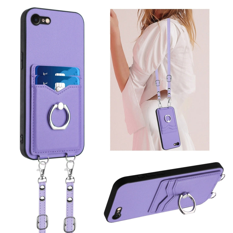 R20 Crossbody Rope Ring Card Holder Phone Case, For iPhone SE 2022 / SE 2020 / 8, For iPhone 13 Pro Max, For iPhone 13 Pro, For iPhone 13