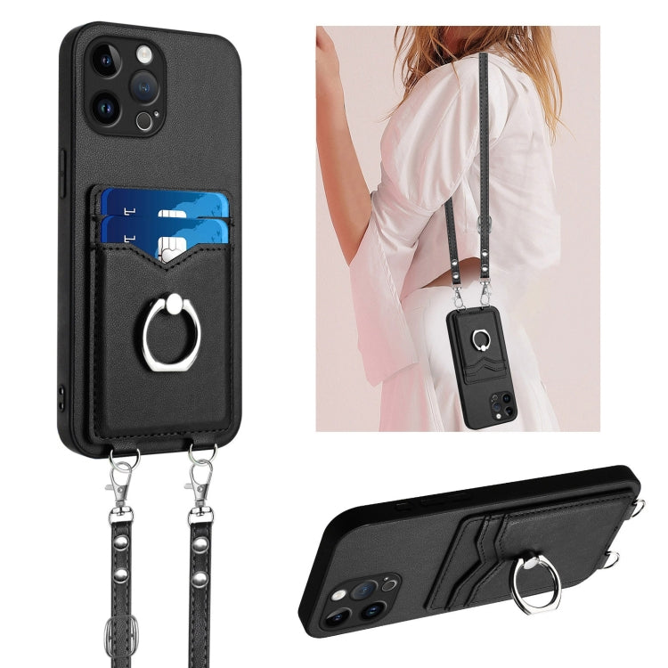 R20 Crossbody Rope Ring Card Holder Phone Case, For iPhone SE 2022 / SE 2020 / 8, For iPhone 13 Pro Max, For iPhone 13 Pro, For iPhone 13