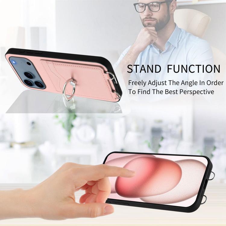 R20 Crossbody Rope Ring Card Holder Phone Case, For iPhone 17 Pro Max, For iPhone 17 Pro, For iPhone 17, For iPhone Air
